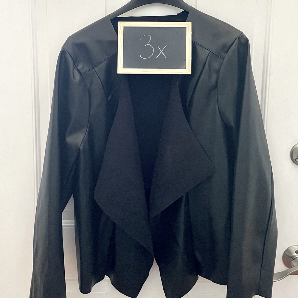 Soft Black Leather Drape front Jacket
